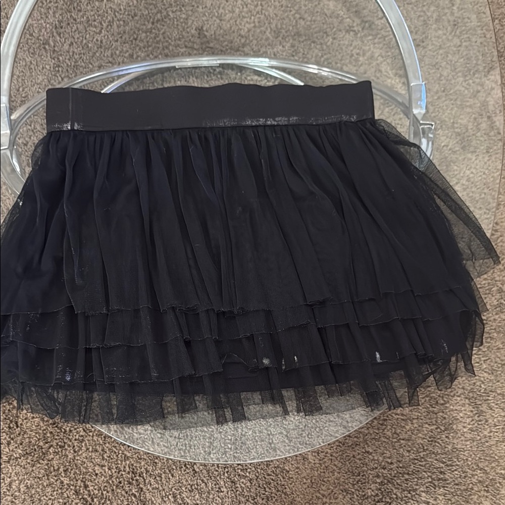 Black Bubble Mini Skirt with Ruffled Tiers